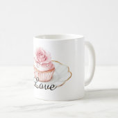 Pretty Rose Blush Pink Floral Muffin コーヒーマグカップ (正面右)