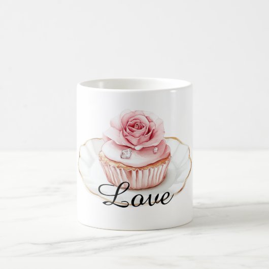 Pretty Rose Blush Pink Floral Muffin コーヒーマグカップ (中央)