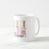 Pretty Rose Blush Pink Floral Nail Polish コーヒーマグカップ (正面右)