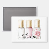 Pretty Rose Blush Pink Floral Nail Polish マグネット (正面/裏面)