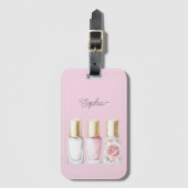 Pretty Rose Blush Pink Floral Nail Polish ラゲッジタグ (正面縦)
