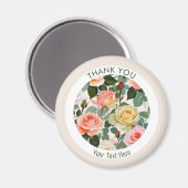 Pretty Roses Botanical Flower Blooms Thank You マグネット (正面/裏面)