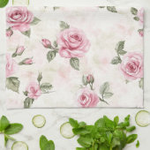 Pretty Roses Floral Pink   キッチンタオル (折り畳み)