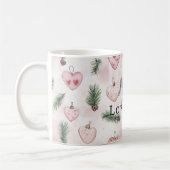 Pretty Roses Floral Pink Hearts コーヒーマグカップ (左)