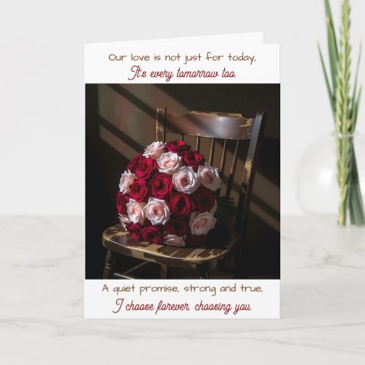 Pretty Roses on a Rustic Chair | Anniversary カード (正面)