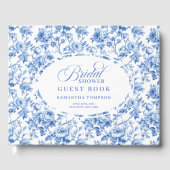 Pretty Royal Blue Toile Roses Bridal Shower Book ゲストブック (正面)