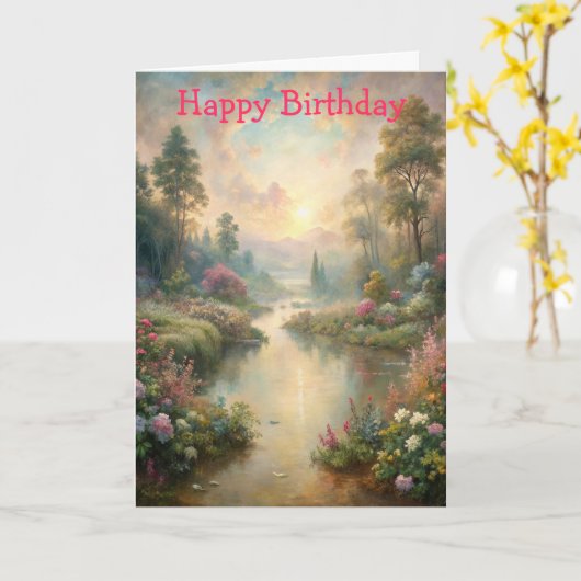 Pretty Scenic Lake カード (黄色い花)