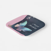 Pretty Shimmeing Butterfly Paper Plate Blue Pink ペーパープレート (傾斜あり)