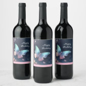 Pretty Shimmer Butterfly Food & Beverage Label Set ワインラベル (ボトル)