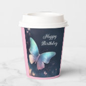 Pretty Shimmering Butterfly Paper Cup Blue Pink 紙コップ (裏面)