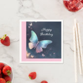 Pretty Shimmering Butterfly Paper Napkin Blue Pink スタンダードカクテルナプキン (インサイチュ)