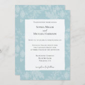 Pretty Sky Blue White Floral Faux Lace Wedding 招待状 (正面/裏面)