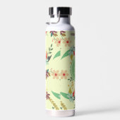 Pretty Spring Floral Mint Monogram ウォーターボトル (右面)