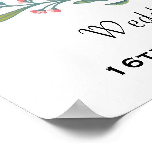 Pretty Spring Summer Wedding Floral Wreath Photo ポスター (角)