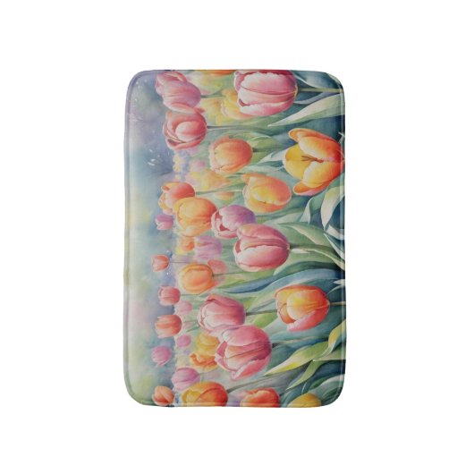 Pretty spring tulips バスマット (正面縦)