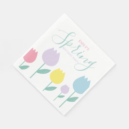 Pretty Spring Tulips Pastel Floral Birthday Party スタンダードランチョンナプキン
