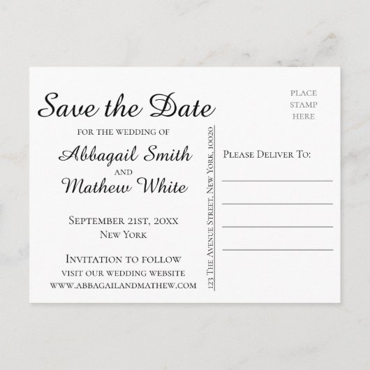 Pretty Starlit Save the Date 白い星が青い空に 案内ポストカード (裏面)