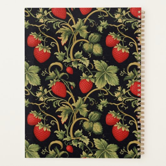 Pretty strawberries pattern script name Recipe プランナー手帳 (裏面)