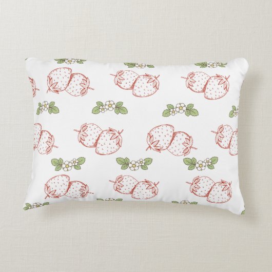 Pretty strawberry pattern Nursery decor Cute アクセントクッション (裏面)