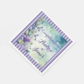 Pretty Stripped Lavender and Floral スタンダードランチョンナプキン (角)