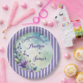 Pretty Stripped Lavender and Floral ペーパープレート (パーティー)