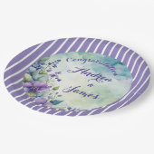 Pretty Stripped Lavender and Floral ペーパープレート (アングル)