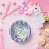 Pretty Stripped Lavender and Floral ペーパーボウル (パーティー)