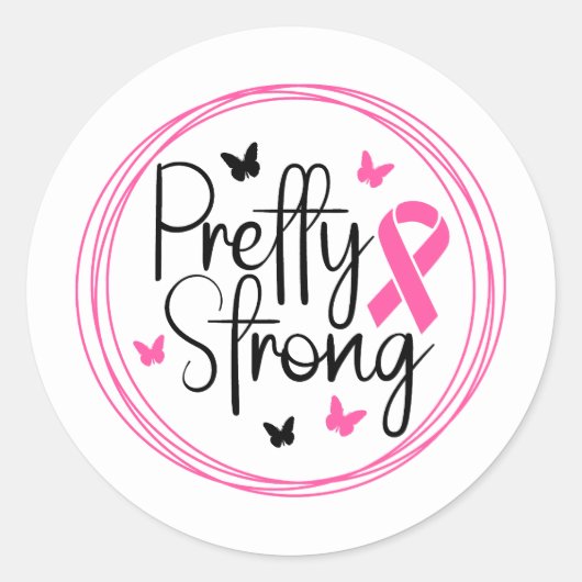 Pretty Strong Breast Cancer Awareness ラウンドシール (正面)