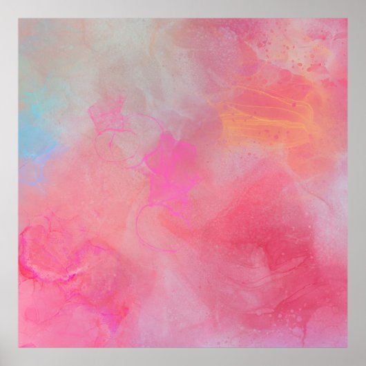 Pretty Stylish Rose Pink Watercolor Ink ポスター (正面)