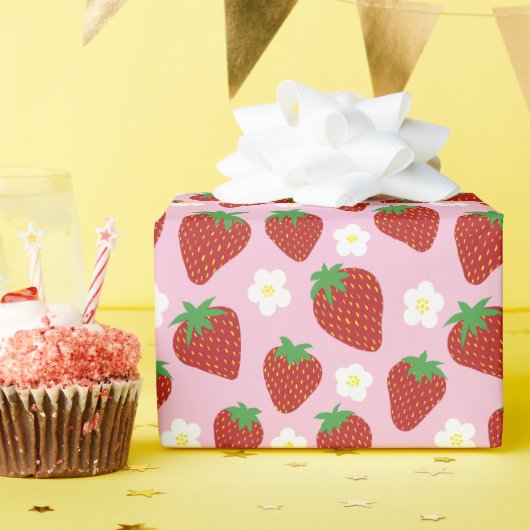 Pretty summer strawberry pattern ラッピングペーパー (誕生日パーティー)