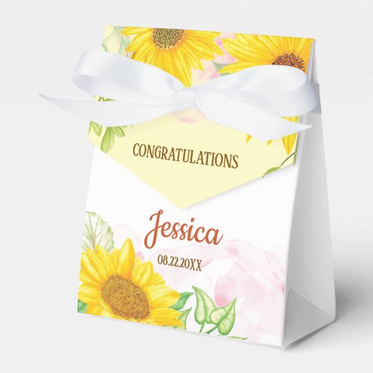 Pretty Sunflower Baby Shower  3"w x 1.5"l x 3.25"h フェイバーボックス (正面サイド)