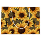 Pretty Sunflower Illustration All Over Print ラージペーパーバッグ (裏面)