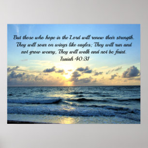 Pretty Sunrise Over the Ocean Isaiah 40:31 ポスター