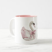 Pretty Swan Pink Bow ツートーンマグカップ (正面左)