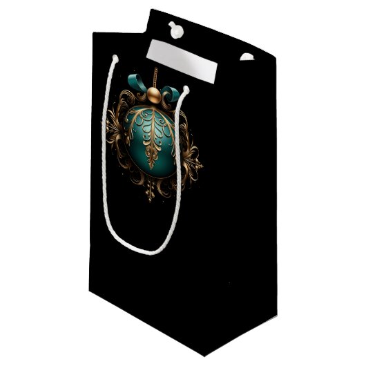 PRETTY TEAL AND GOLD CHRISTMAS ORNAMENTS スモールペーパーバッグ (正面アングル)