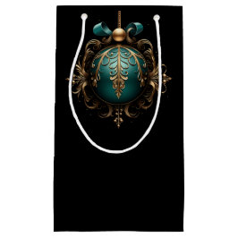 PRETTY TEAL AND GOLD CHRISTMAS ORNAMENTS スモールペーパーバッグ