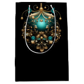PRETTY TEAL AND GOLD CHRISTMAS ORNAMENTS ミディアムペーパーバッグ (正面)