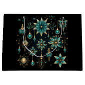PRETTY TEAL AND GOLD CHRISTMAS ORNAMENTS ラージペーパーバッグ (正面)