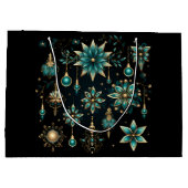 PRETTY TEAL AND GOLD CHRISTMAS ORNAMENTS ラージペーパーバッグ (裏面)
