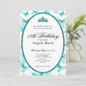 Pretty Teal Butterflies 18th Birthday Debut 招待状 (スタンド正面)
