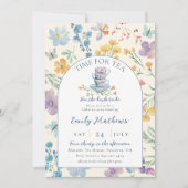 Pretty Time for Tea Wildflower Bridal Shower  招待状 (正面)