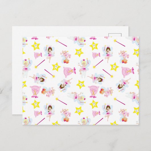 Pretty Tooth Fairy Magic Wand White Teeth ポストカード (正面/裏面)