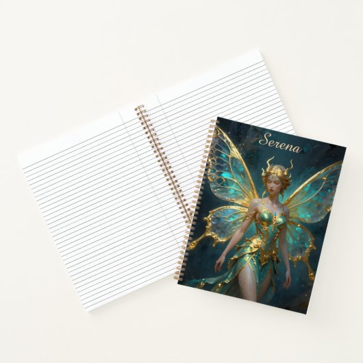 Pretty Turquoise and Gold Fairy Personalized ノートブック (内部)