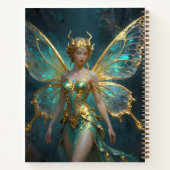 Pretty Turquoise and Gold Fairy Personalized ノートブック (裏面)