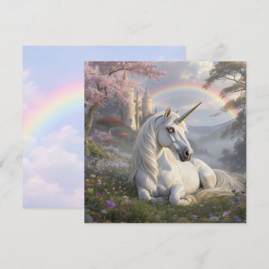 Pretty Unicorn, Castle and Rainbow  カード (正面/裏面)