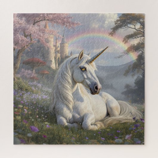 Pretty Unicorn, Castle and Rainbow  ジグソーパズル (縦)