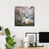 Pretty Unicorn, Castle and Rainbow  ポスター (ホームオフィス)
