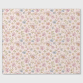Pretty Vintage Flowers Floral Pattern ラッピングペーパー (フラット)