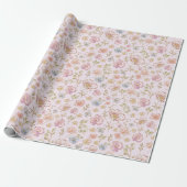Pretty Vintage Flowers Floral Pattern ラッピングペーパー (アンロールド)