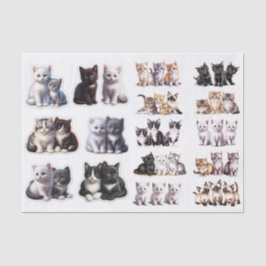 Pretty Vintage Inspired Kittens in Duos and Trios 薄葉紙